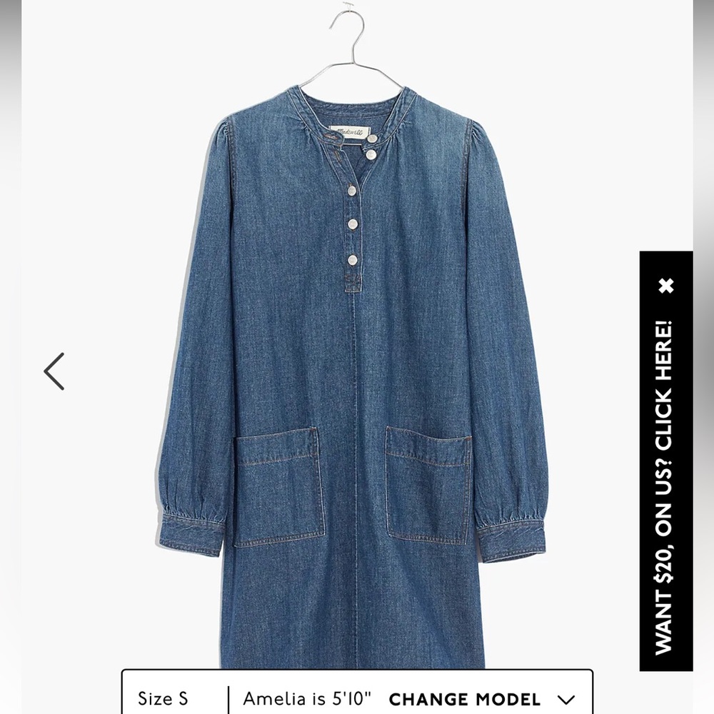 Madewell Denim Patch-Pocket Popover Shirtdress